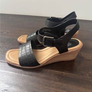 Black Wedge Sandals